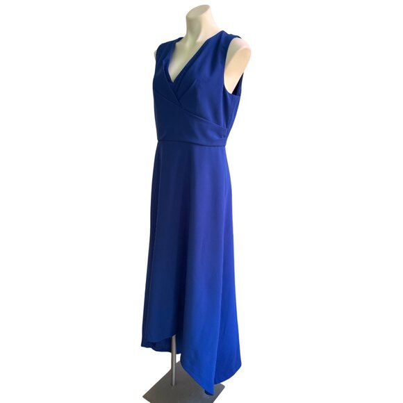 Kay Unger New York Blue Sleeveless Hi-Low Evening Gown, Size 12 Formal Elegant - Picture 8 of 11